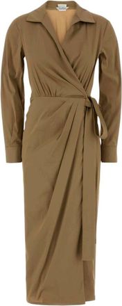 Max Mara Light Brown Shirt Collar Midi Dress