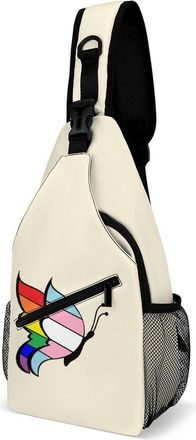 Generic Butterfly Transsexual Flag Mens Crossbody Chest Sling Bag for Travel Hiking Lightweight Shoulder Bags with Small Side