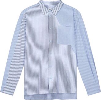 Arte Asymmetrisch Gestreept Shirt - Heren - Overhemden - Blauw - Maat: M Katoen