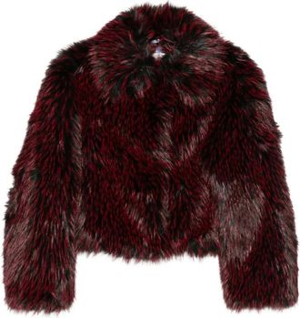 Diane Von F&uuml;rstenberg Cropped double-breasted jas van imitatiebont - Dames - Jassen - Blauw - Maat: Xs/S Zijde