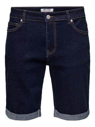 Only & Sons Shorts ONLY & SONS ONSPLY BOX GUA DNM SHORTS OTL, Herren, Gr. XXL, N-Gr, blau (dunkelblau denim), Web, Obermaterial: 64% Baumwolle, 31% Polyester, 3% 