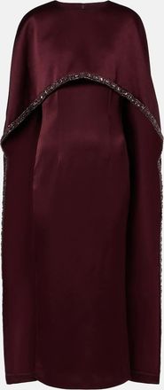 Roland Mouret Abito midi in crêpe di raso con mantella