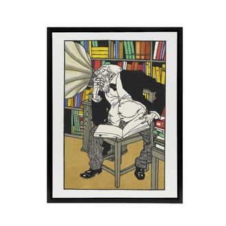 Artery8 Dialectician With a Gramophone Moriz Jung Framed Canvas Wall Art Print | Size: W24 x H32