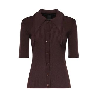Pinko Shirts, female, Brown, Size: S Coperto Polo Ecoviscosa Shiny