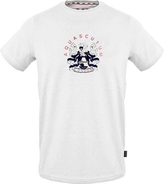 Aquascutum Heren-T-shirt van katoen met Crest-logo (Wit)