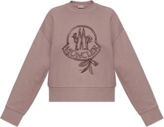 Moncler Geborduurd Katoenen Sweatshirt - Dames - Sweatshirts - Roze - S - Katoen - Hoodies & sweatvesten