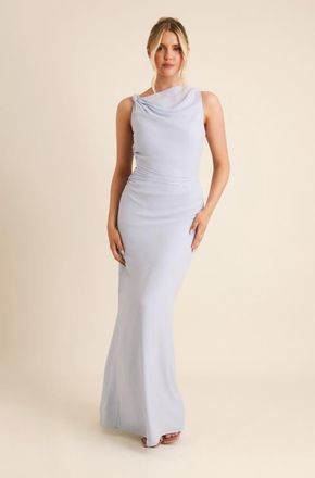 Six Stories Twist Asym Chiffon Bridesmaid Dress in Pale Blue at Nordstrom, Size 12