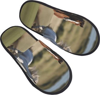 Generic Fuzzy Slippers Running Horses Printing Fluffy Slippers Casual Warm House Shoes For Indoor Women Spa M