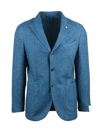L.B.M. 1911 Textured Rounded Jacket with Button Closure in Vibrant Turquoise