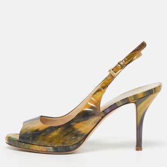 Loriblu Multicolor Patent Leather Peep Toe Slingback Pumps Size 37