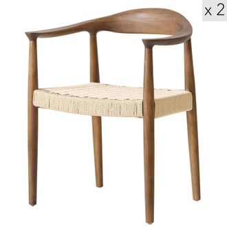 Nordlys Set 2 sillas escandinavas en madera oscura y cuerda