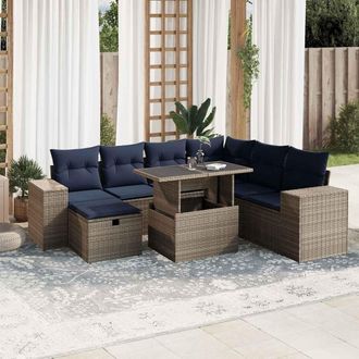 vidaXL Vidaxl Set Divani Da Giardino 8 Pz Con Cuscini Grigio In Polyrattan