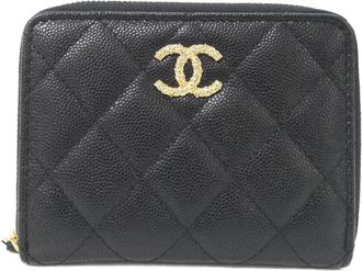 Chanel Black Grained Calfskin Wallet (Bi-Fold) (Pre-Owned)