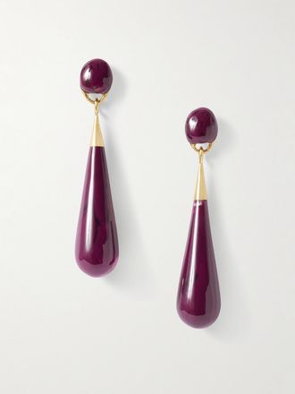 Dinosaur Designs Orecchini Grandi In Resina E Metallo Dorato Dew Drop - Viola