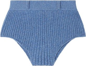 Alanui knitted high-waisted shorts - women - Wool/Virgin Wool/Acrylic - L - Blue
