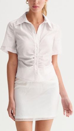 Crescent Tencel Blend Button Up Top in White at Nordstrom, Size X-Small