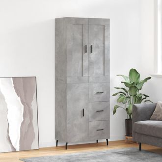vidaXL Vidaxl - Aparador Alto Madera Contrachapada Gris Hormig&oacute;n 69,5x34x180 Cm