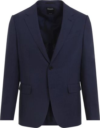 Ermenegildo Zegna Enkelrijige linnen blazer - Heren - Blazers - Blauw - XL - Linnen - Jassen