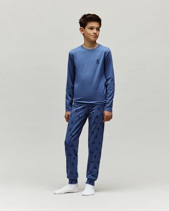 Psycho Bunny Kids Casey Pajama Set 404 GRAY BLUE / M/10-12