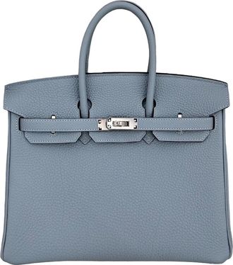 Herm&egrave;s Herm&egrave;s Birkin 25 Togo Bleu Lin/Beige De Weimar Palladium Hardware