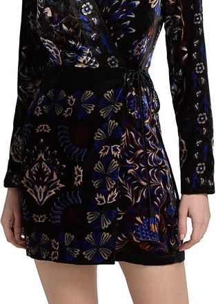 Farm Rio Arabesque Mix Scarves Wrap Mini Dress In Black