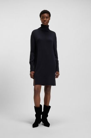 HUGO BOSS Strickkleid »Feringatessa Premium Damenmode« Relaxed Fit, mit Schlitzdetails, Turtle Neck