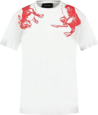 Simone Rocha Womens Hare Illustration T-Shirt White Cotton