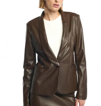 LBLC The Label Toby Faux Leather Blazer In Maple Brown