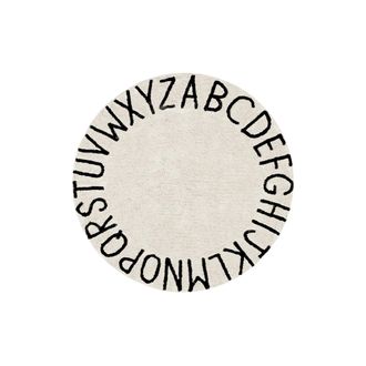 Lorena Canals Alfombra lavable redonda abecedario de algod&oacute;n blanco 150&oslash;