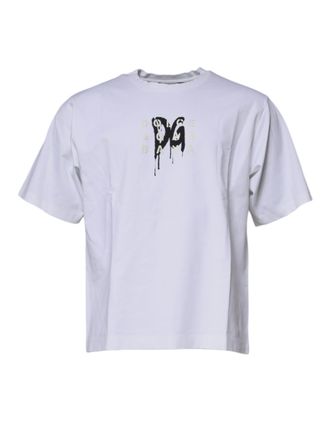 Dolce & Gabbana White DG Logo Cotton Crew Neck Mens T-shirt