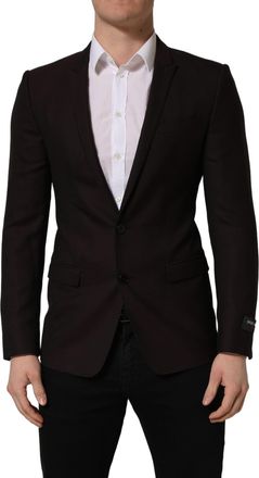 Dolce & Gabbana Brown Wool Gold Single Breasted Men Jacket Black Vigin Clothing