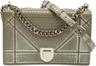 Dior Pre-owned Cross Body Bags, female, Gray, Size: ONE SIZE Pre-owned Leather Cross Body Bag