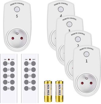 OEM Paquete De 5 Enchufes Inteligentes Con Control Remoto, Enchufe Inal&aacute;mbrico Con 2 Mandos A Distancia, Tomas De Corriente Programables, Enchufe Europeo,