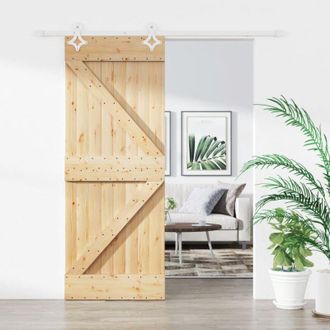 vidaXL Vidaxl - Puerta Corredera Con Herrajes Madera Maciza De Pino 80x210 Cm