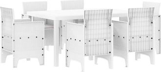 vidaXL Conjunto de Comedor de Jardín 7 pcs Blanco Ratan Polt Vidaxl