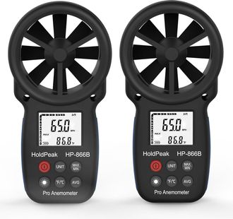 OEM Anem&oacute;metro Digital De Bolsillo 866b Con Pantalla Lcd (paquete De 2) Para Medir La Velocidad Del Viento, La Temperatura Y El Enfriamiento, Con Retroilu