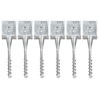vidaXL Picas De Tierra 6 Uds Acero Galvanizado Plateado 14x14x58 Cm Vidaxl