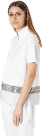 Le Tricot Perugia Bianca Polo - Dames - Polos - Wit - M - Pailletten - Tops