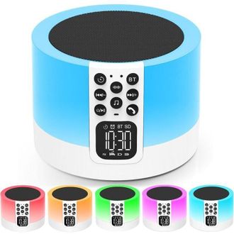 OEM Altavoz Bluetooth Con Despertador Luminoso Y L&aacute;mpara De Noche T&aacute;ctil: 16 Sonidos Relajantes, Temporizador Y Altavoz Integrado