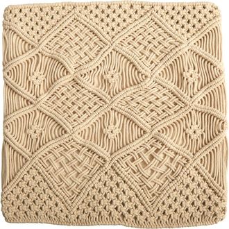 Nearly Natural 18-in Boho Cross Woven Macrame Decorative Pillow Cover in Beige at Nordstrom
