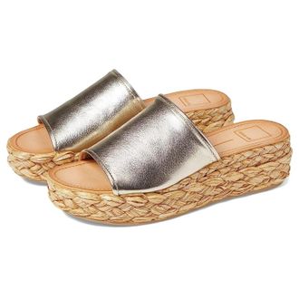 Dolce Vita Womens Dolce Vita Pablos Sandals Light Gold Leather Platform Slide HTAT250