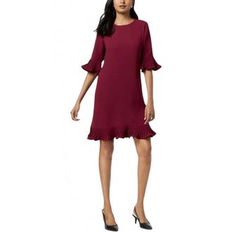 Alfani Pleated Flounce Mini Dress In Classic Rust