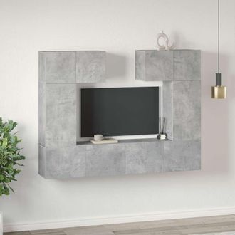 vidaXL Set Muebles De Sal&oacute;n Tv 6 Pzas Madera Ingenier&iacute;a Gris Hormig&oacute;n Vidaxl