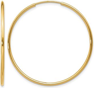 Diamond2Deal 14k Yellow Gold 1.20mm Round Hoop Earring 35 mm