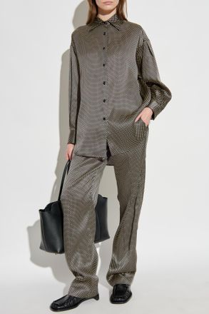 Tom Ford Silk Trousers With Polka Dot Pattern, Womens, Black