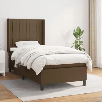 vidaXL Vidaxl - Giroletto A Molle Con Materasso Marrone Scuro 90x200 Cm Tessuto