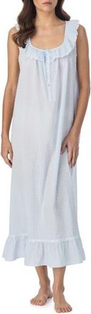 Eileen West Sleeveless Swiss Dot Cotton Ballet Nightgown in Blue at Nordstrom, Size X-Large