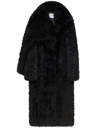 Courr&egrave;ges long shearling coat - women - Lamb Fur - 36 - Black