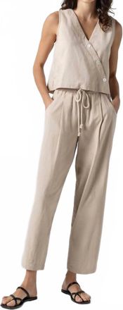 Lilla P Cross Front Sleeveless Top In Flax