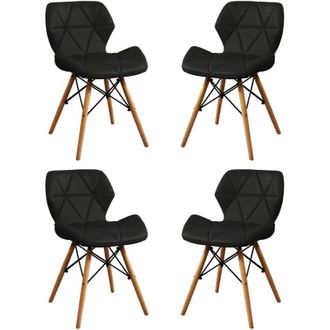Milani Home Naomie - sedia moderna in ecopelle e legno set da 4